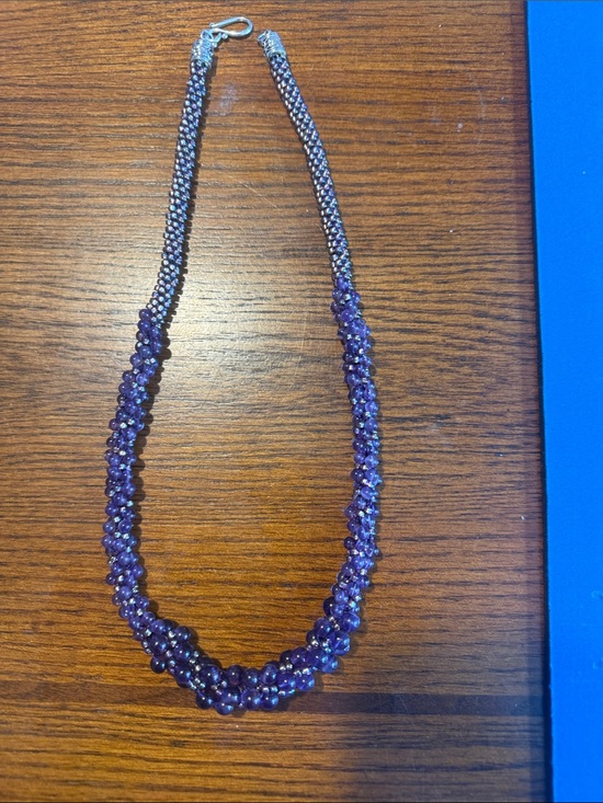 Jewelry - Kumihimo  Amethyst and glass bead necklace